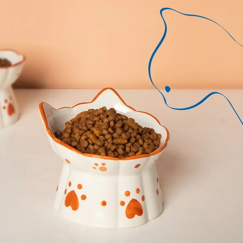 Cat Ceramic Food Bowl Elevated - Food Snacks To Eat 评论和价格