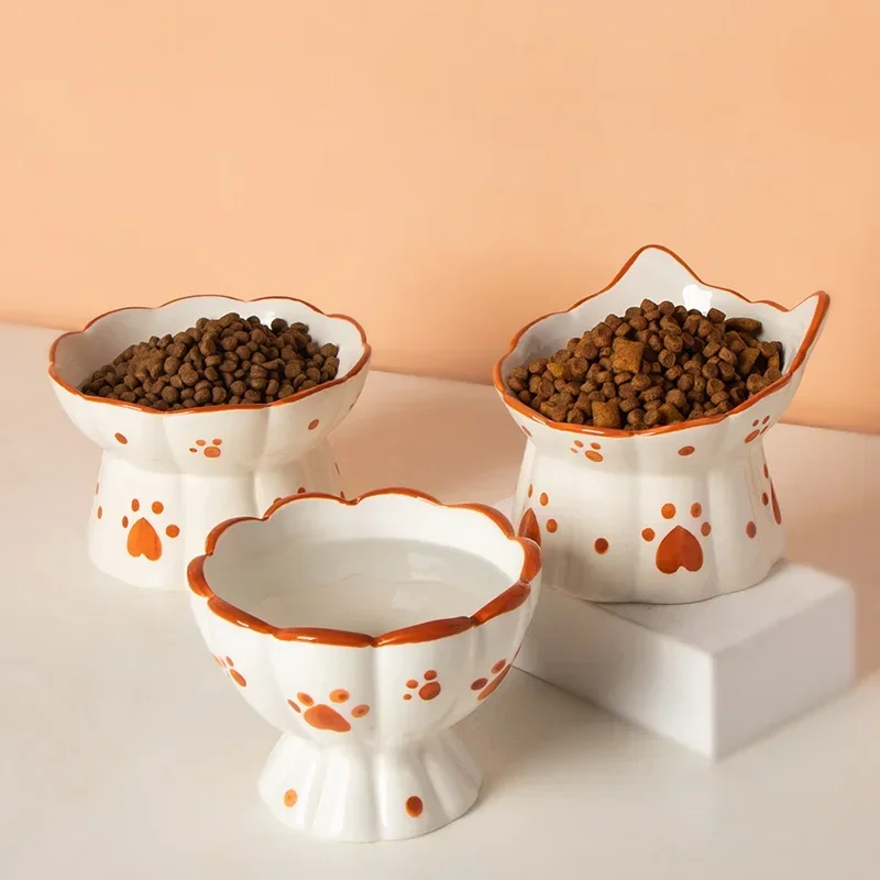 Cat Ceramic Food Bowl Elevated - Food Snacks To Eat 评论和价格