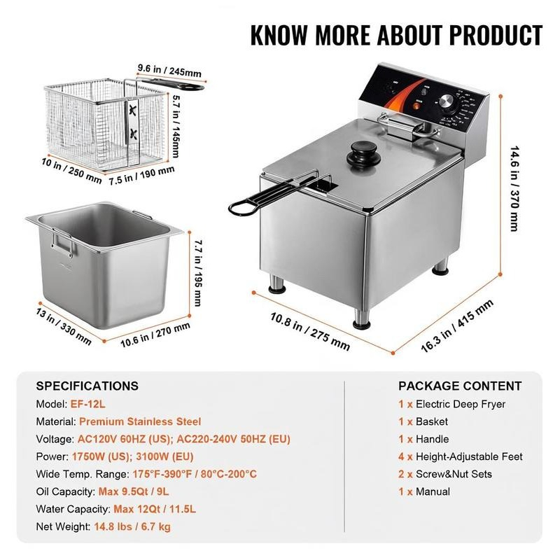 Tabletop Frying Machine 12Qt / - Food X 评论和价格