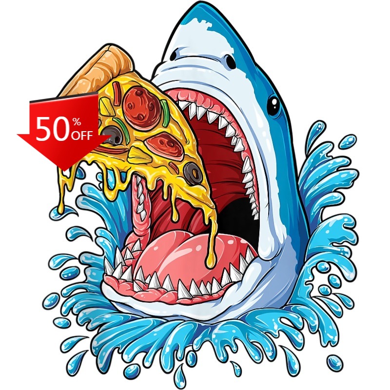 Shark Eating Pizza Sticker Dec - Food Snacks To Eat 评论和价格