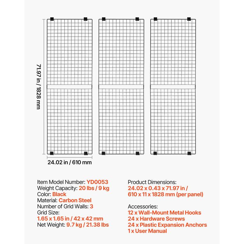 3 Packs Grid Wall Panels, 2 x  - Food X 评论和价格